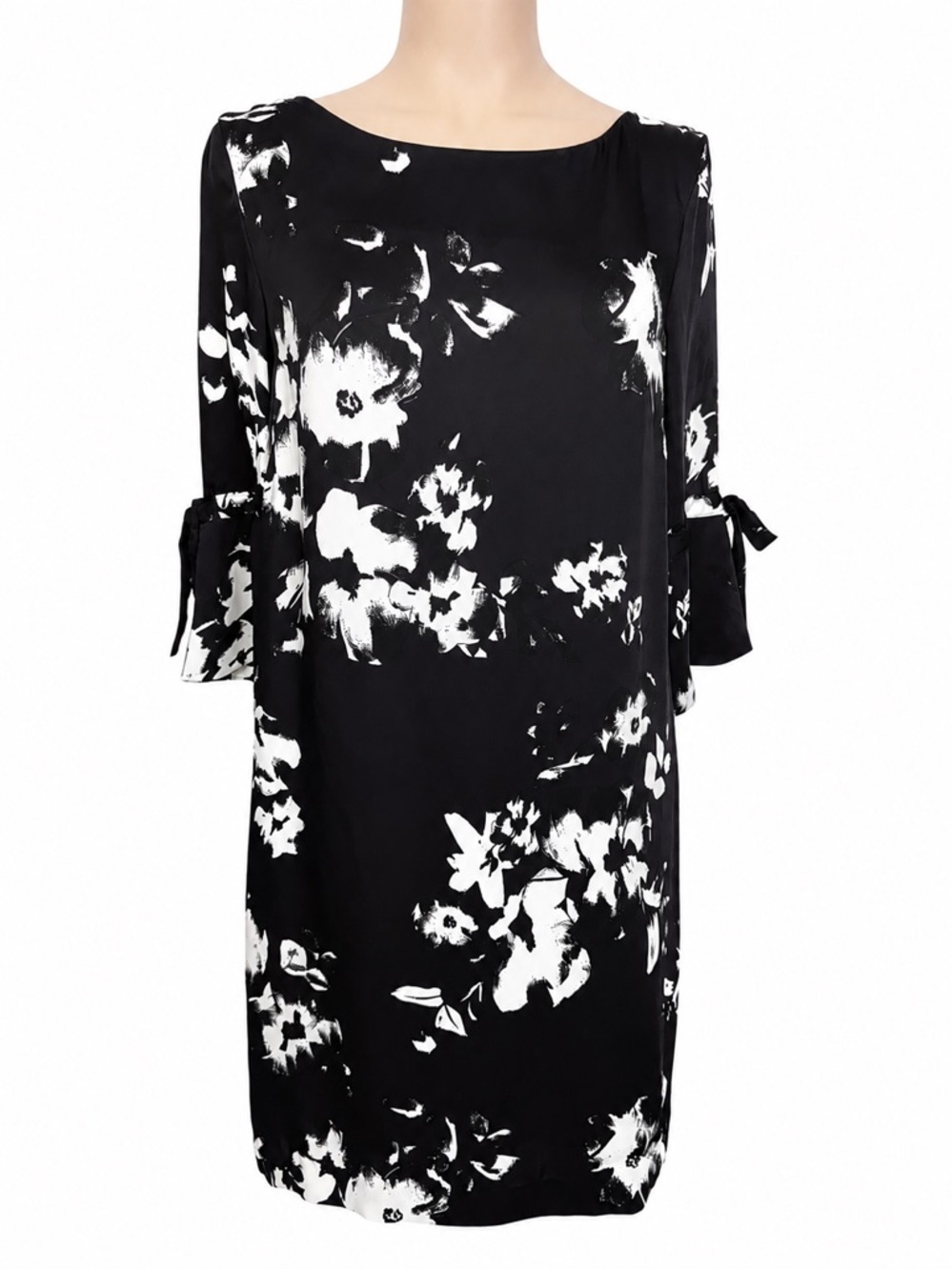 H&M Navy Blue Floral Shift Dress Size 6 Lined NWOT